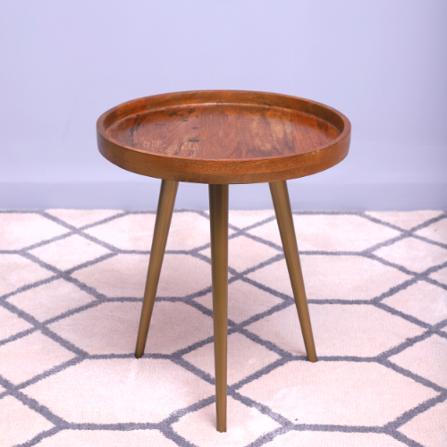 Solid Wood Maverick Side Table - 40.5x40.5x45.5 cm | Honey Wood Finish, Eco-Friendly, No Assembly Required, Handmade Design