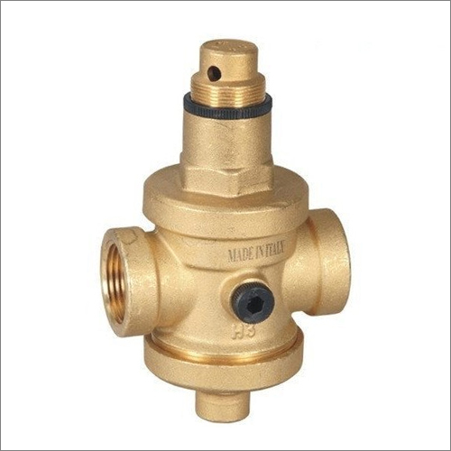 Bronze Pressure Reducing Valve - Brass/Bronze, 1/2" Size, Golden Color | Suitable for Air, Water, Gas, and Steam in Industrial Applications