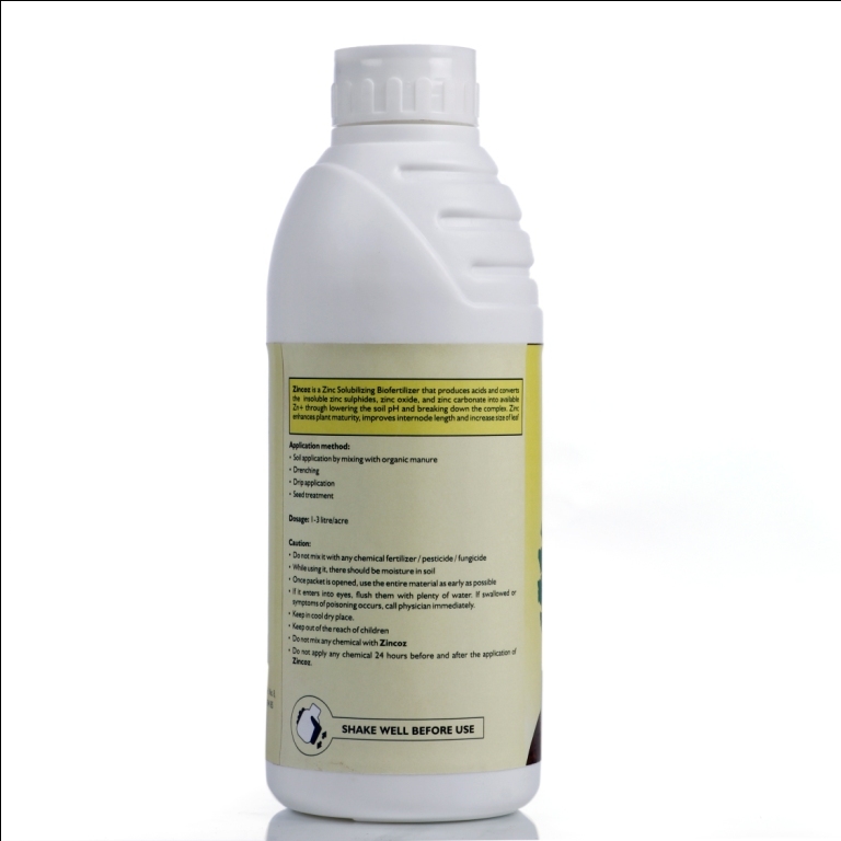 Utkarsh Zincoz - 1 Litre Liquid Bio Fertilizer , Enhances Plant Maturity, Improves Internode Length, Increases Leaf Size, Effective Drenching And Drip Applications