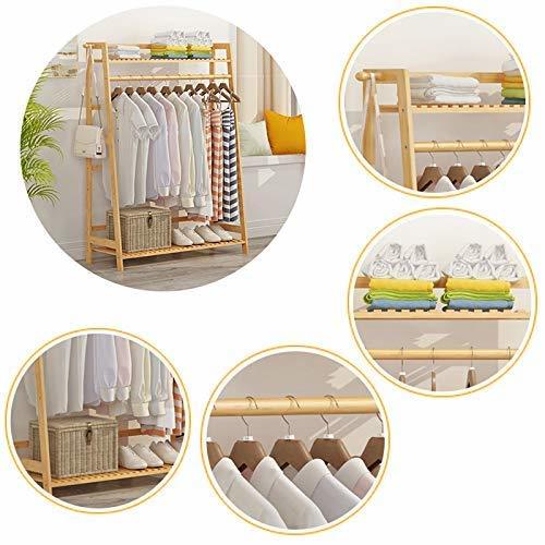 Bamboo Diy Garment Coat Clothes Rack (100 X 140 Cm) - Bamboo Material, 100x140 Cm, Natural Color , Multi-functional, Easy Assembly, Sturdy Design