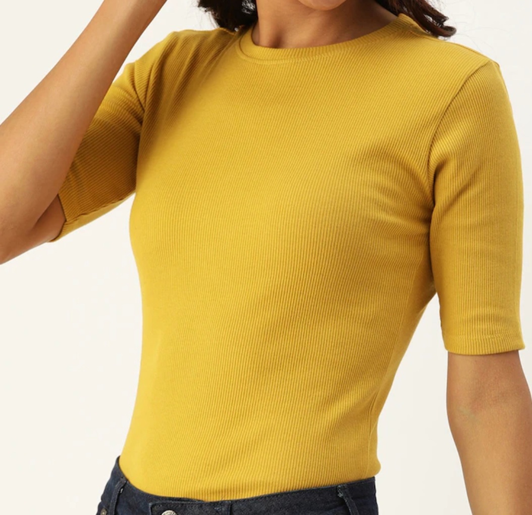 Ladies T Shirt - 100% Organic Cotton, Customized Sizes From Xs To Xxxl | Breathable, Washable, Soft Touch With Contrast Folding