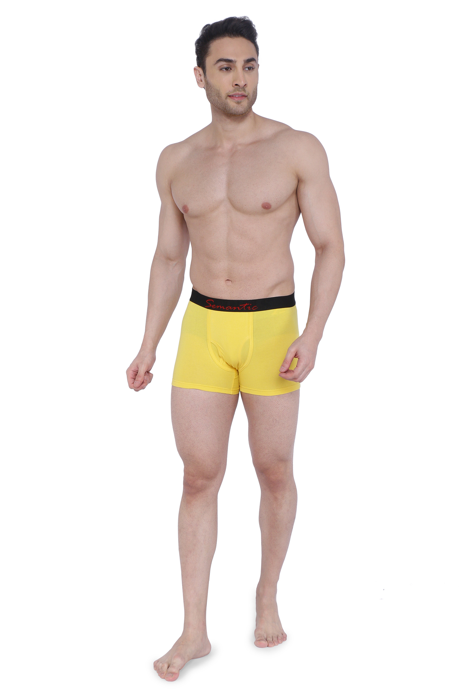 Semantic Cotton-elastane Yellow Trunks With Fly - Age Group: 16 Above