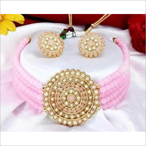 Necklaces Pink Color Choker Set