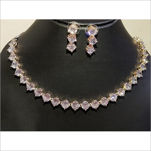 CZ Rose Gold Polish Necklace Set