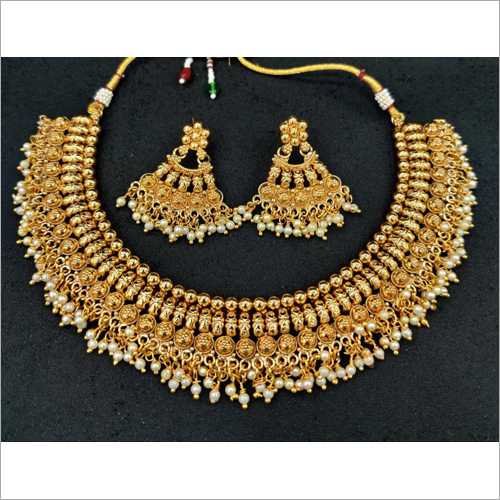 Rajwadi Polish Choker Set - High-Quality Non-Toxic Materials, Lightweight and Comfortable Earrings , Antique Touch with Trendy Finishing