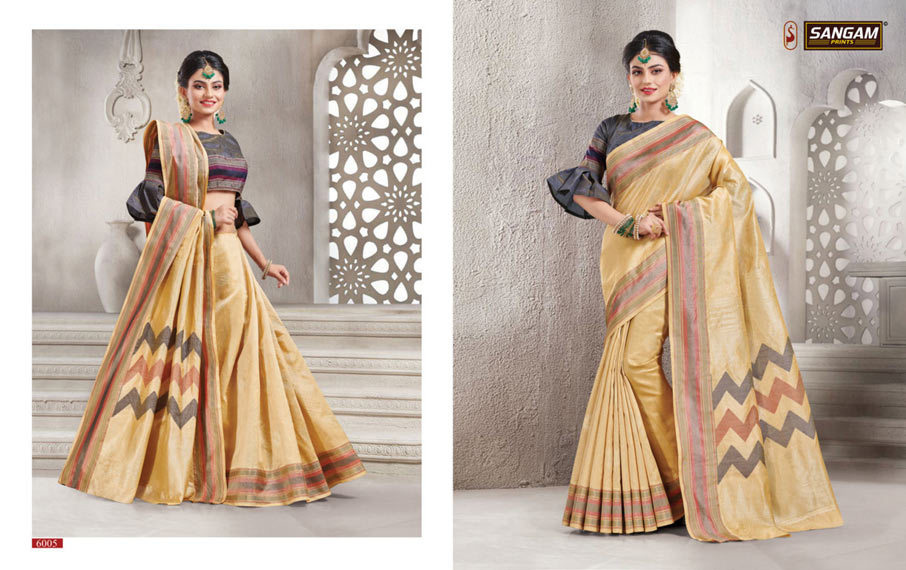 Handloom Sarees - Silk, 5.5 Meters X 45 Inches, Beige | Printed Border, Embroidered Pallu