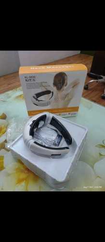 Neck Massager - White Color, 3D Intelligent Fitting Technology, Double-Ring Attaching Veneer, Electric Pulse Massage, LED Display, AAA Battery Included