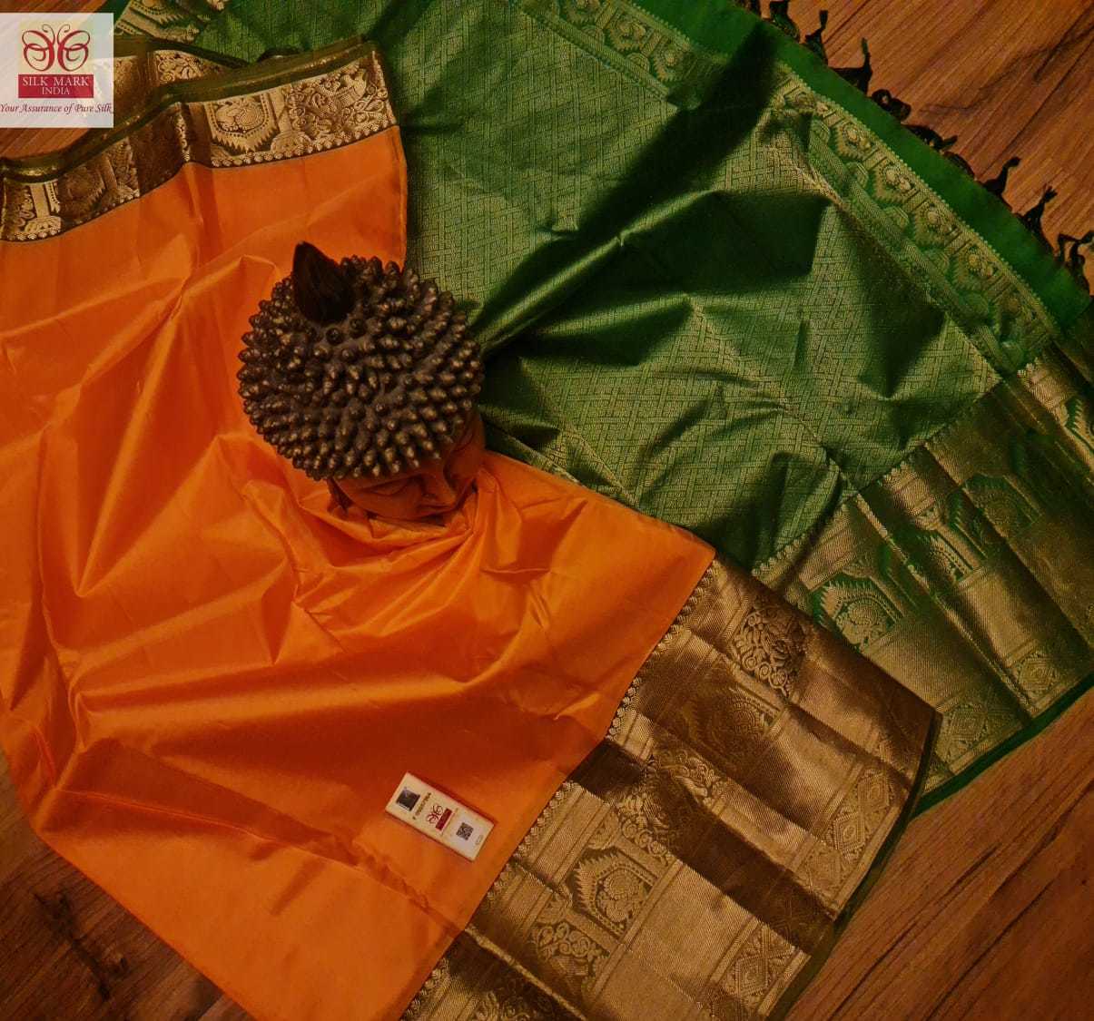 Kanchipuram Silk Saree - 10 Inch Tissue Weaving Border, Light Weight Soft Silk With Rich Pallu And Contrast Blouse, Silk Mark Certified, Ideal For Prints & Paintings