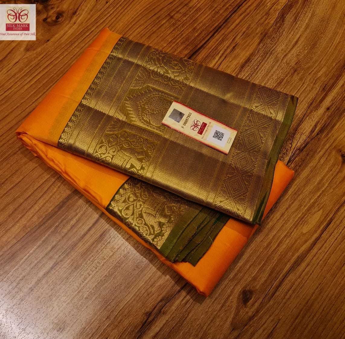 Kanchipuram Silk Saree - 10 Inch Tissue Weaving Border, Light Weight Soft Silk With Rich Pallu And Contrast Blouse, Silk Mark Certified, Ideal For Prints & Paintings