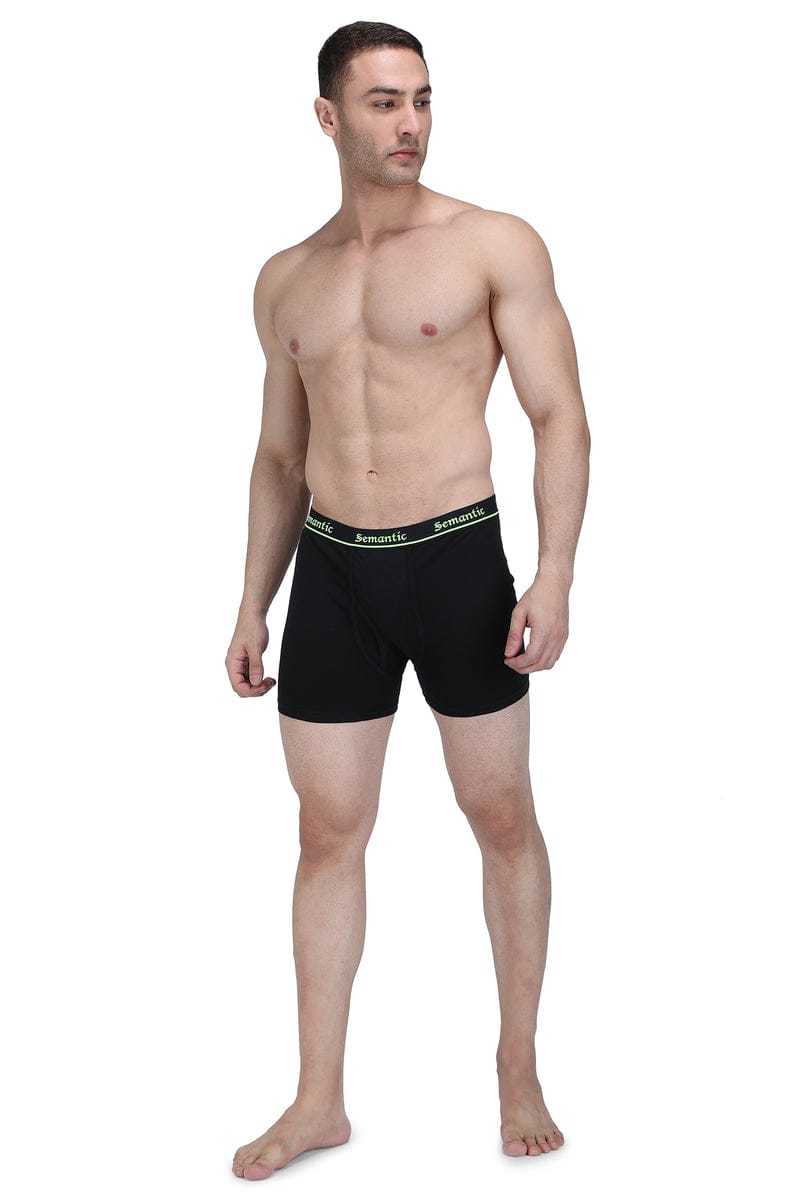 Semantic Cotton Black Long Trunks With Fly - Solid - Age Group: 16 Above