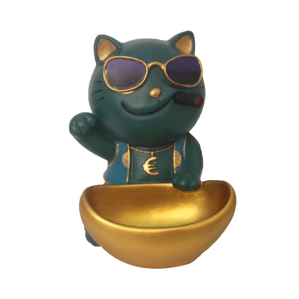 Stylish Polyresin Cat Home Decorative Showpiece - 10x7.5 Inch, Multicolour | Non Toxic, Easy To Clean, Elegant Design With Anti Tarnish Treatment