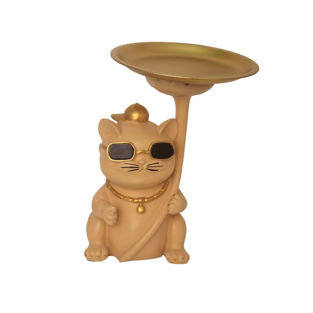 Decorative Cat Statue - 8x10 Inch, Multicolour | Easy To Clean, Non-toxic, Perfect For Indoor Showcase Display