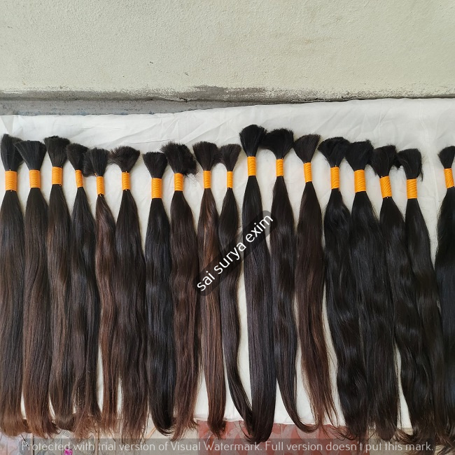 Indian 100% Natural Single Drawn Bulk Virgin Human Hair Extensions