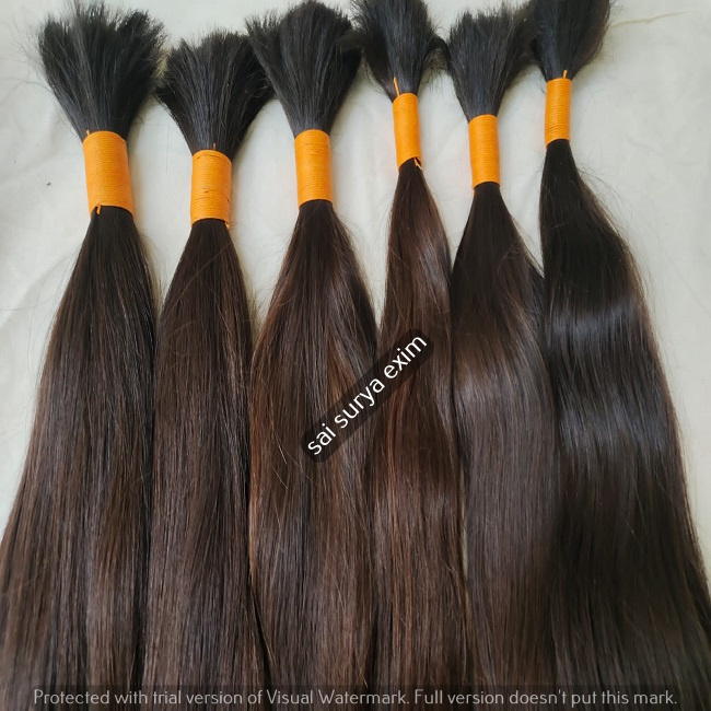 Indian 100% Natural Single Drawn Bulk Virgin Human Hair Extensions