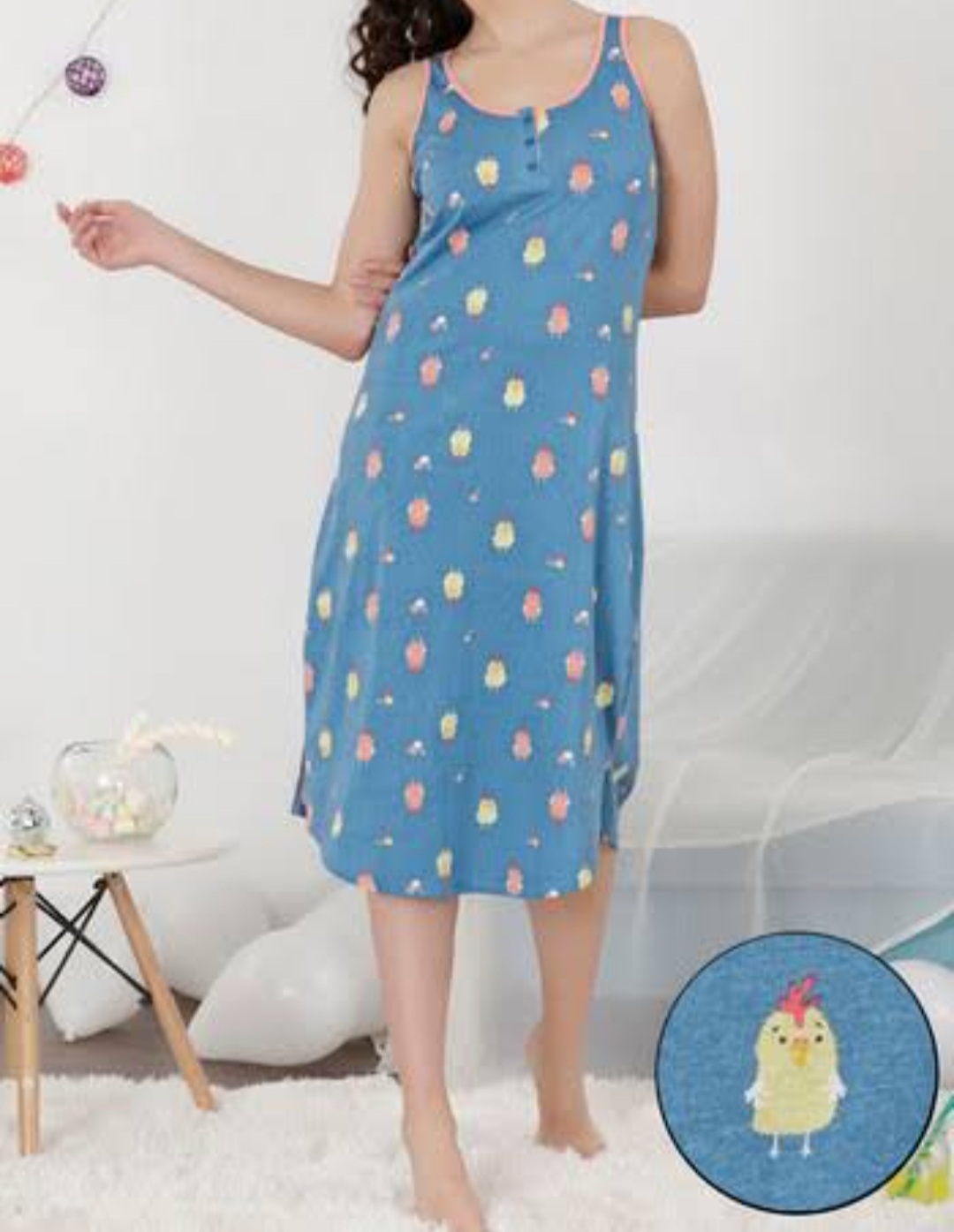 Printed Cotton Sleeveless Night Gown In Multiple Sizes And Colors