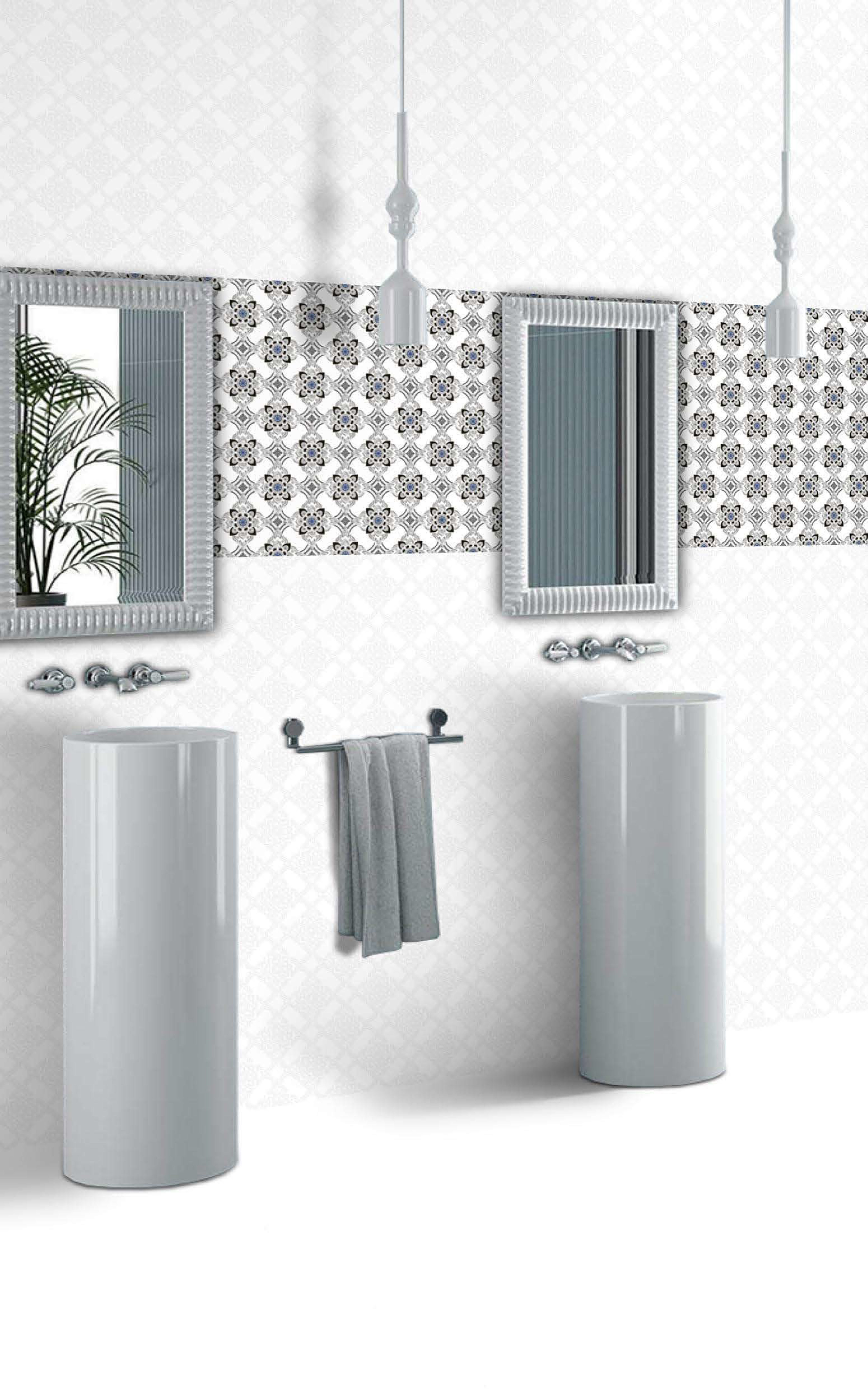 White Series - Ceramic Wall Tiles, 12x18 Rectangular, Multicolor, Acid Proof & Waterproof, Vitrified Technique, 6-8mm Thickness