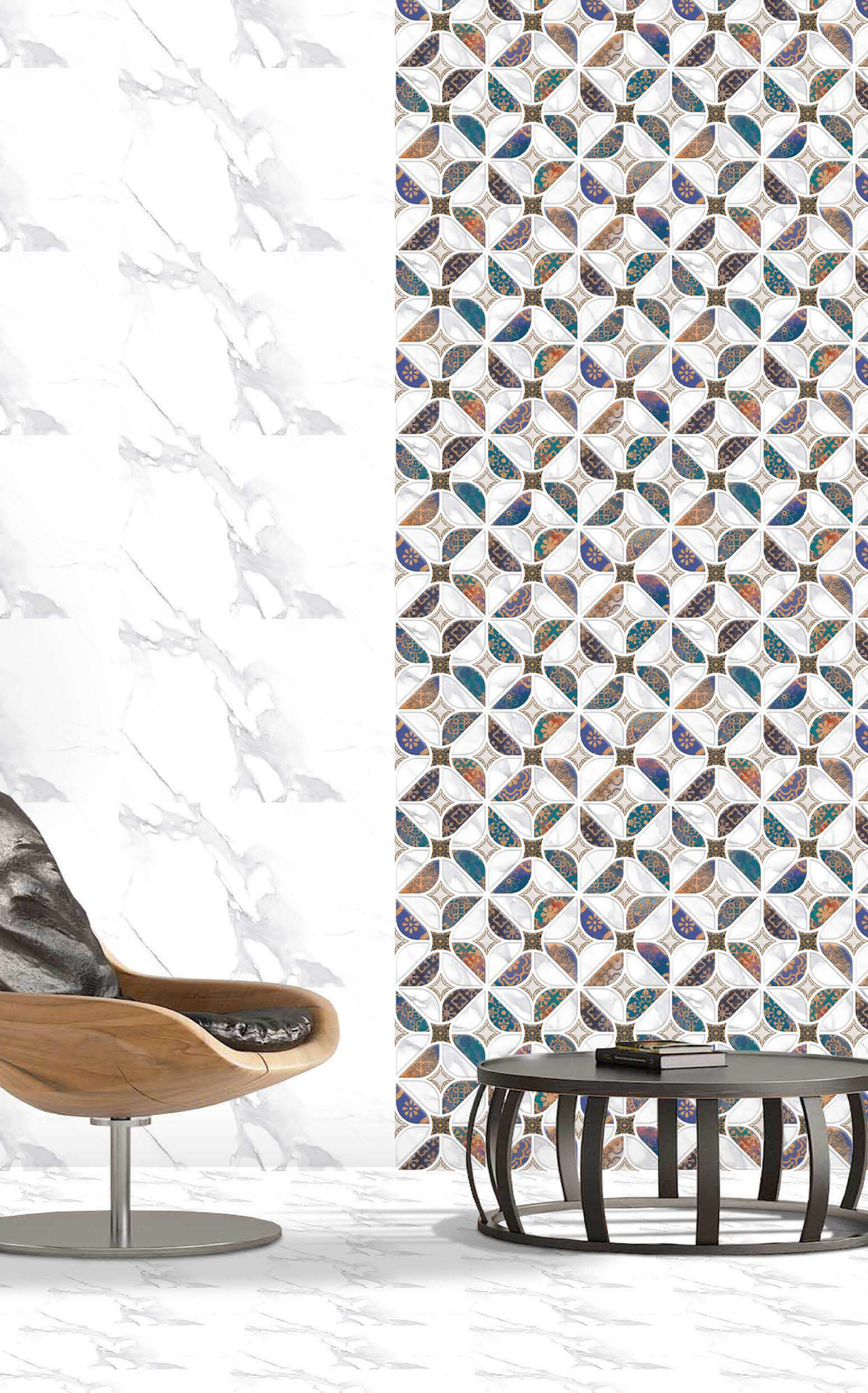 White Series - Ceramic Wall Tiles, 12x18 Rectangular, Multicolor, Acid Proof & Waterproof, Vitrified Technique, 6-8mm Thickness