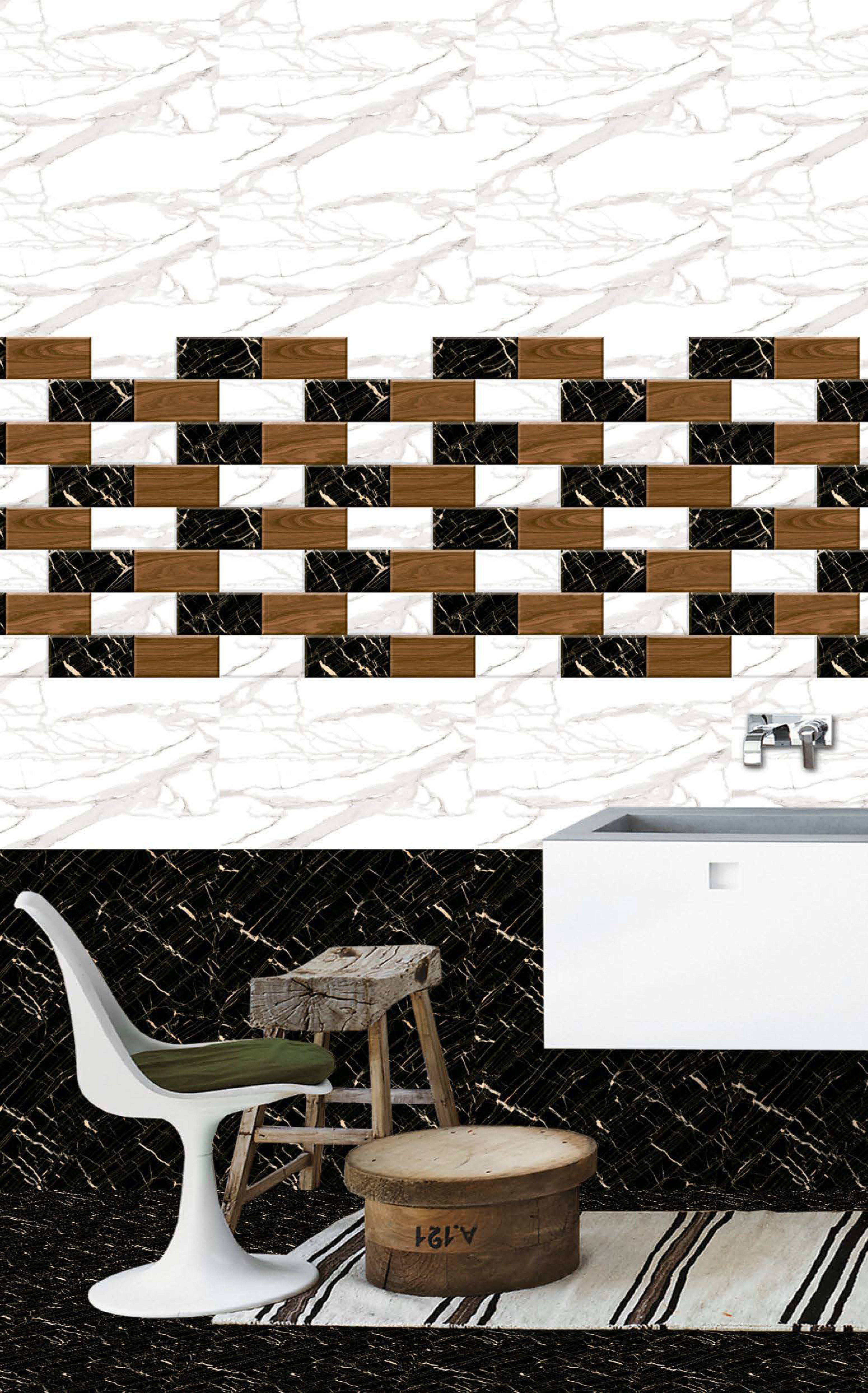 White Series - Ceramic Wall Tiles, 12x18 Rectangular, Multicolor, Acid Proof & Waterproof, Vitrified Technique, 6-8mm Thickness