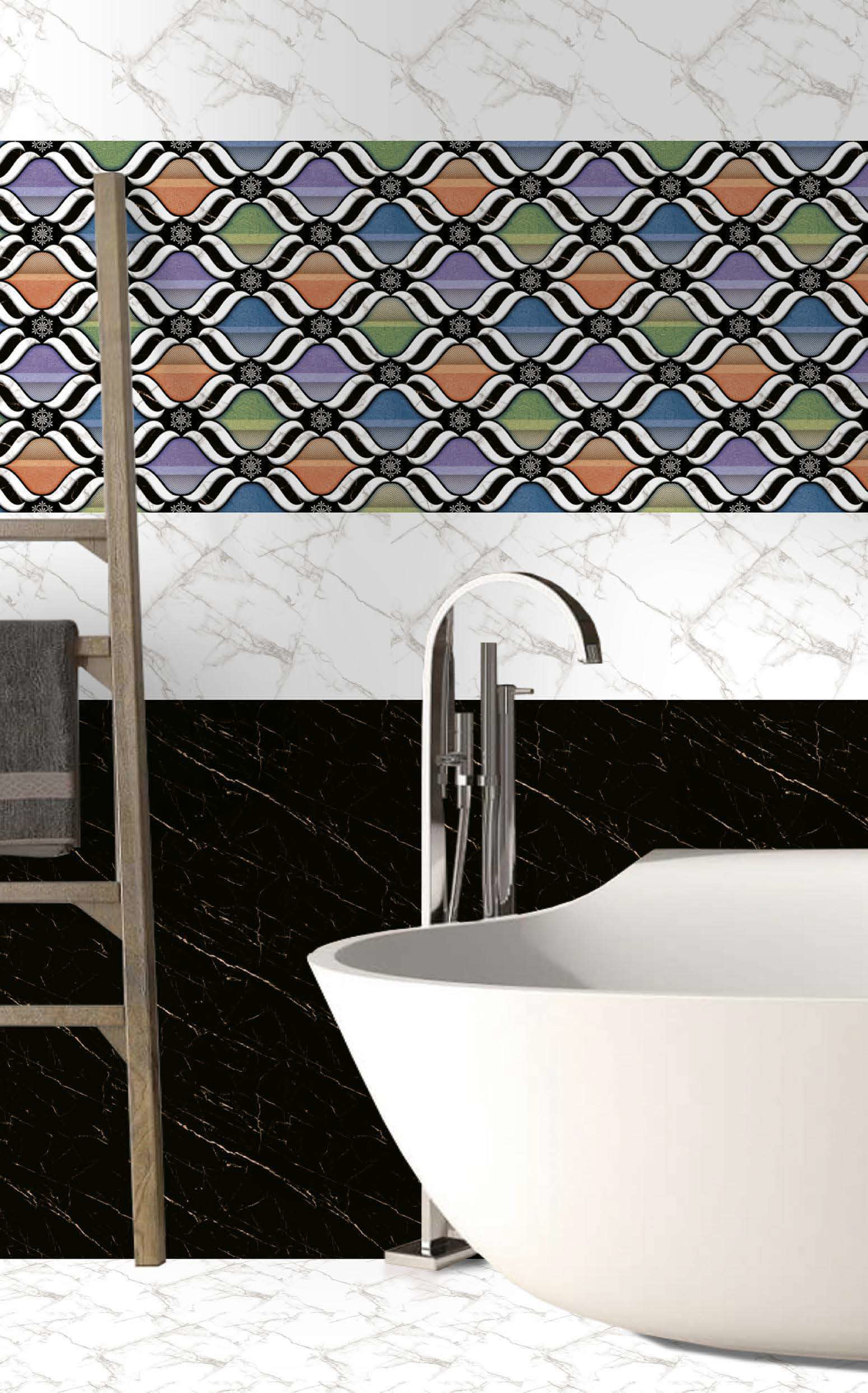 White Series - Ceramic Wall Tiles, 12x18 Rectangular, Multicolor, Acid Proof & Waterproof, Vitrified Technique, 6-8mm Thickness