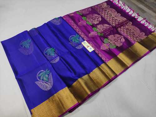 ब्लू विथ पर्पल सॉफ्ट मीन बुड्डा हैंडलूम