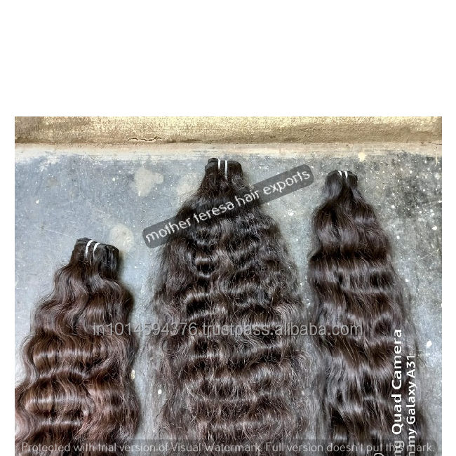 Natural Wavy Wholesale Indian Human Hair Extension Bundles - Length: 8 - 40 Inch (In)