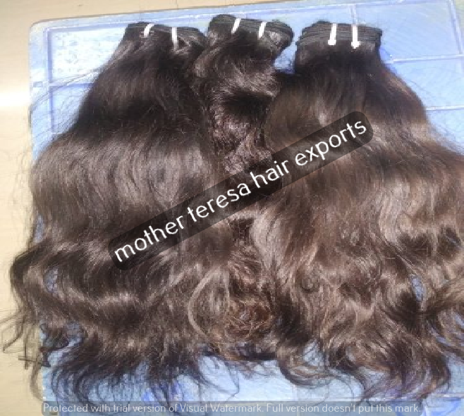 Natural Wavy Wholesale Indian Human Hair Extension Bundles - Length: 8 - 40 Inch (In)