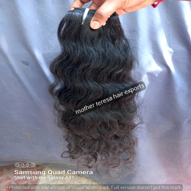 Natural Wavy Wholesale Indian Human Hair Extension Bundles - Length: 8 - 40 Inch (In)