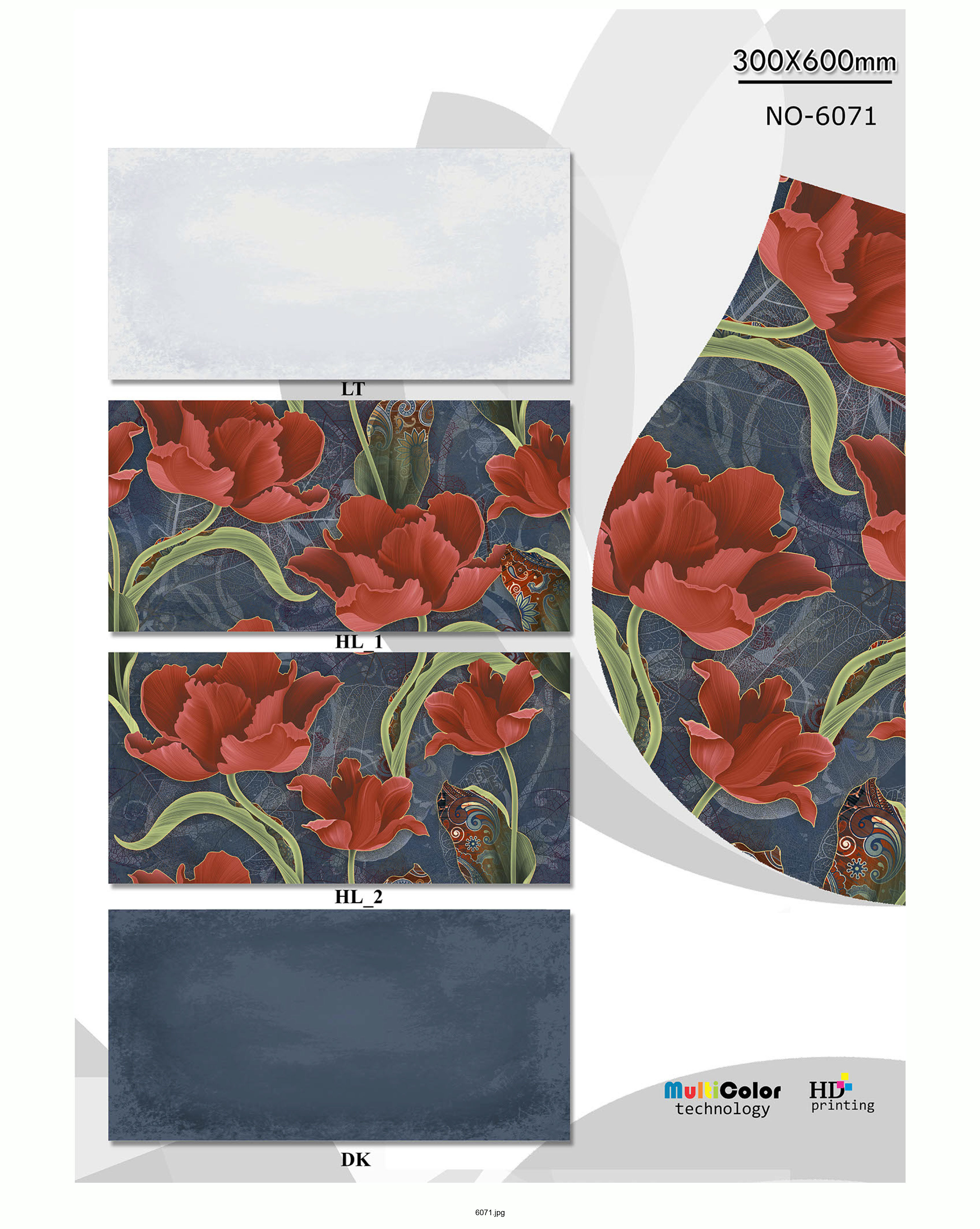 Matt Series 1 - Ceramic Wall Tiles, 12x24 Inches, Multicolor, Vitrified Design, 6-8mm Thickness, Non-water Absorbing Quality