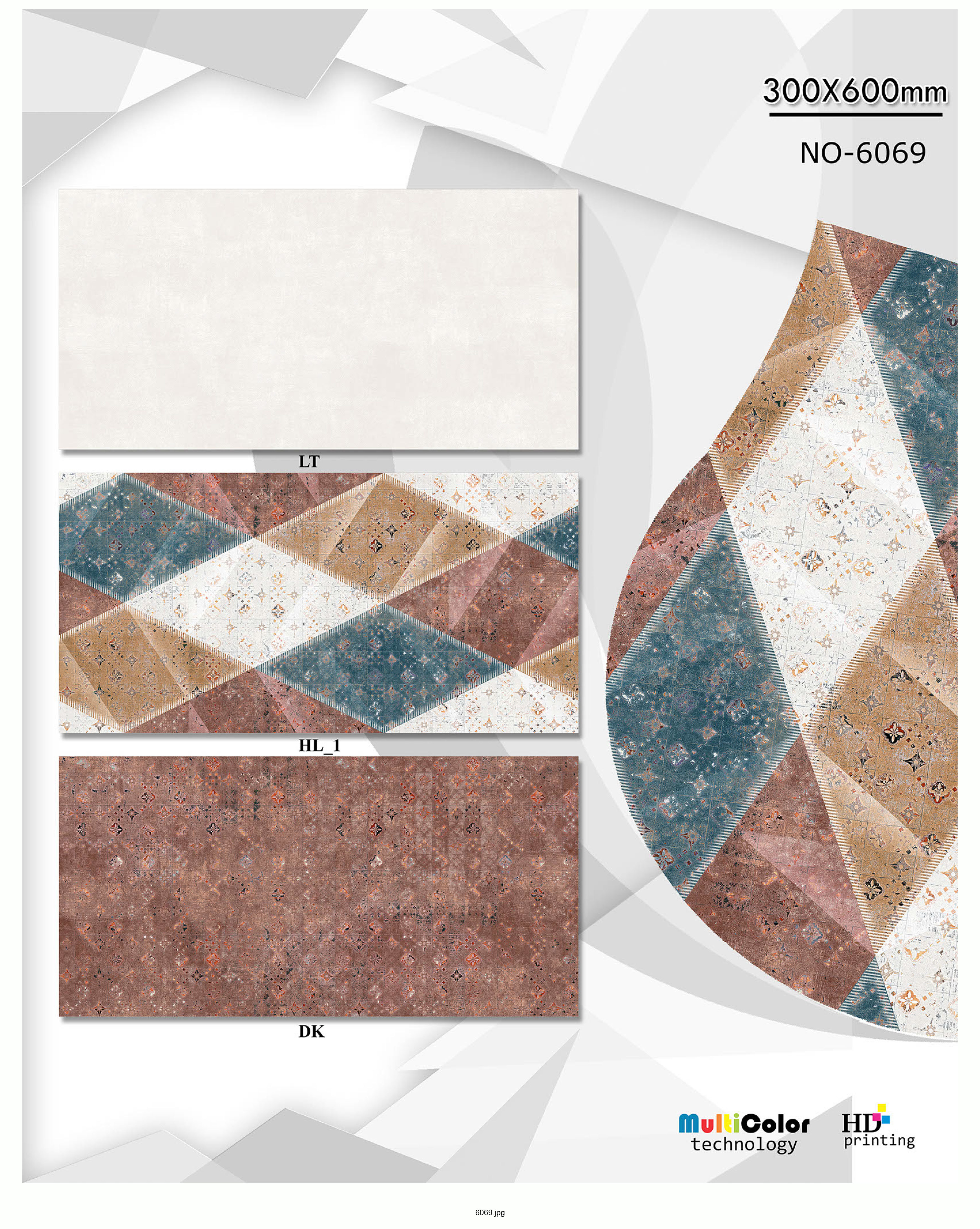 Matt Series 1 - Ceramic Wall Tiles, 12x24 Inches, Multicolor, Vitrified Design, 6-8mm Thickness, Non-water Absorbing Quality