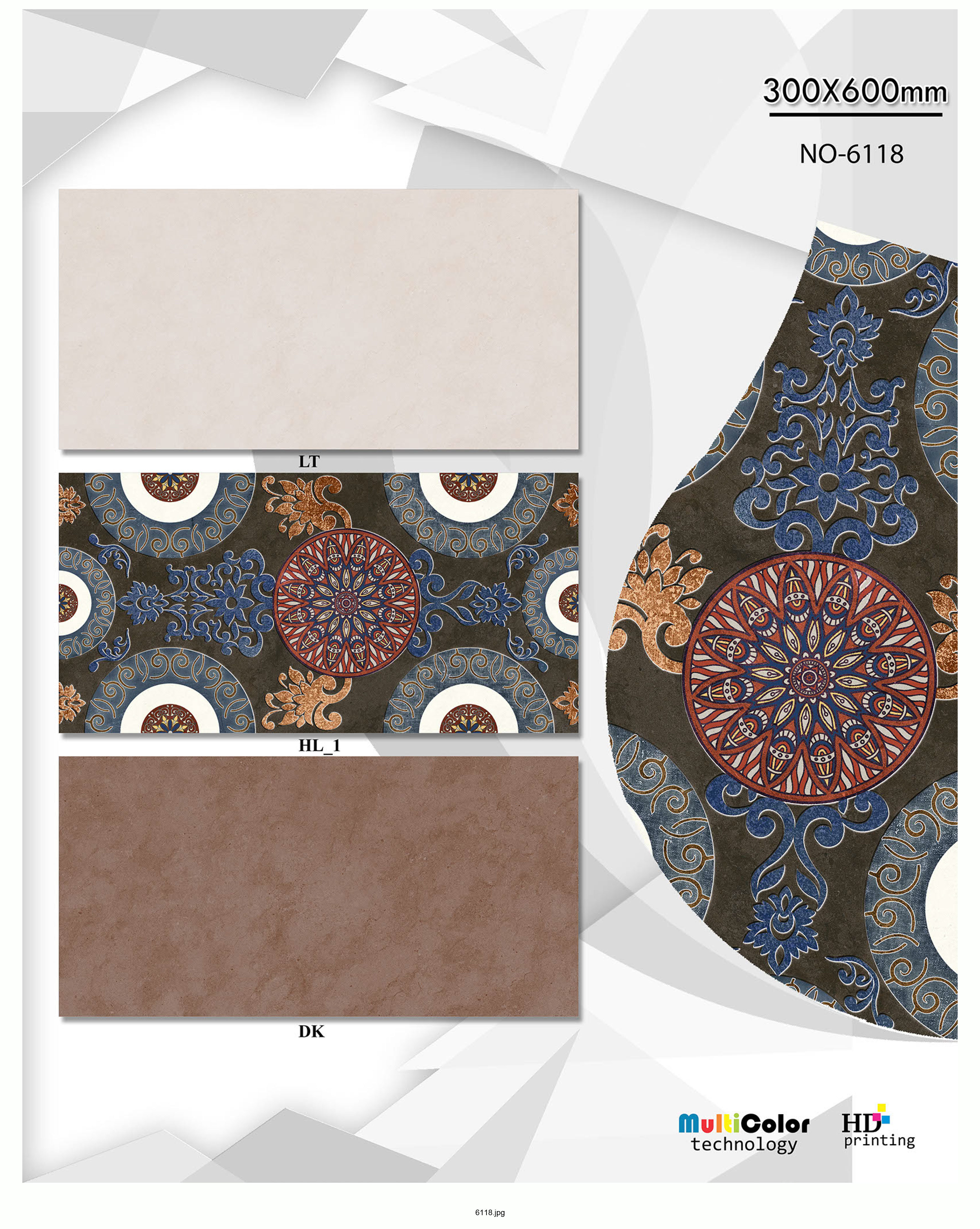 Matt Series 1 - Ceramic Wall Tiles, 12x24 Inches, Multicolor, Vitrified Design, 6-8mm Thickness, Non-water Absorbing Quality