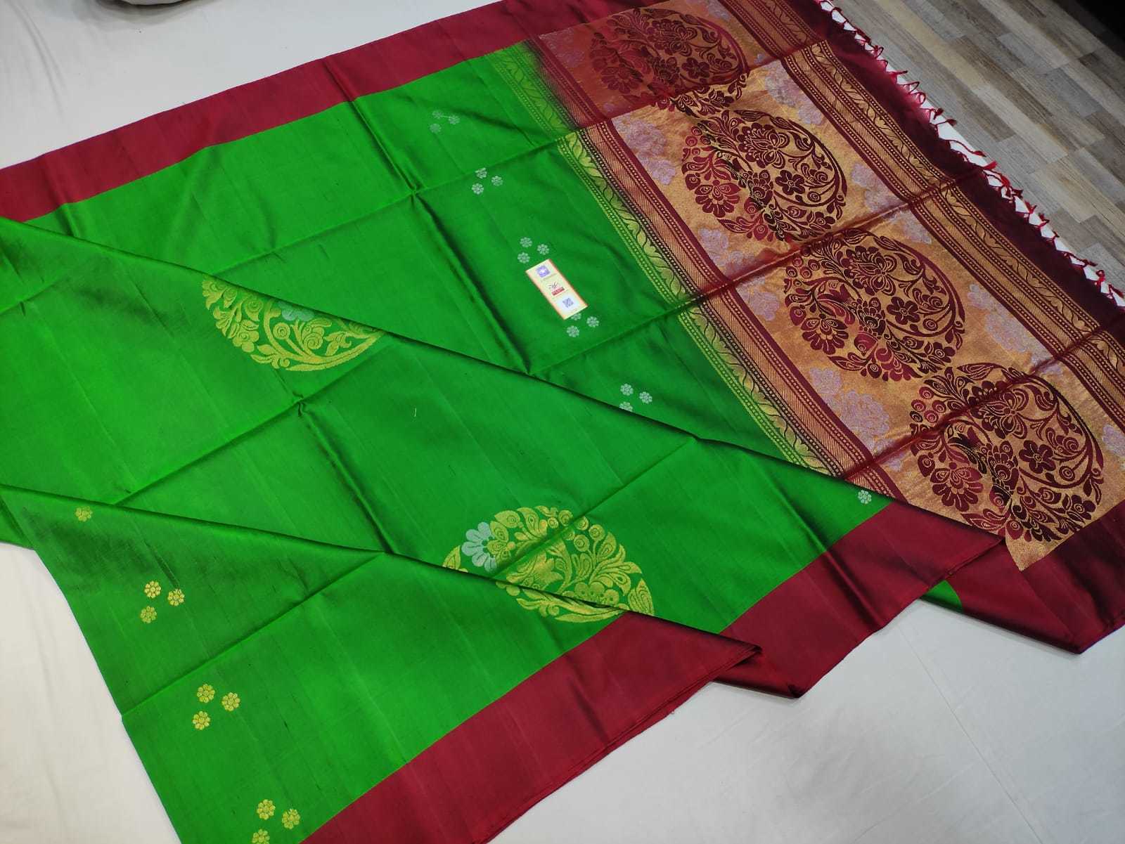 Green Handloom Silk Saree With Big Budda