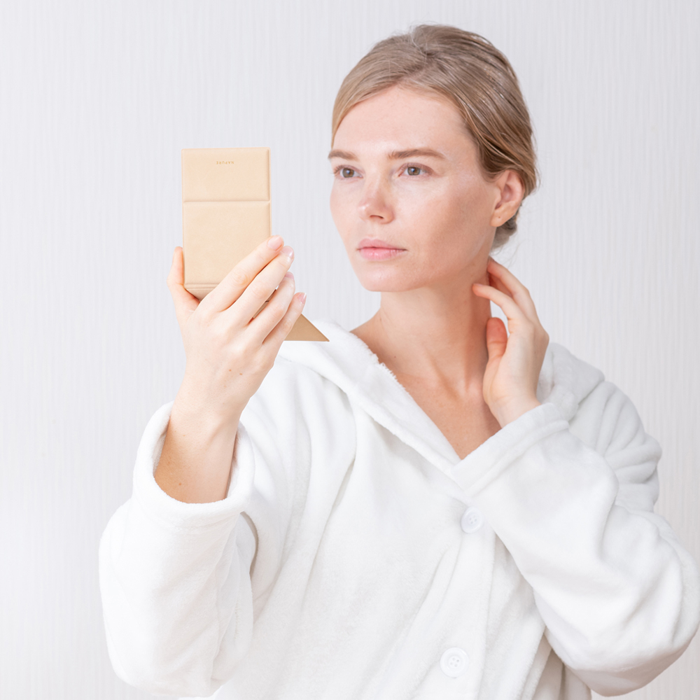 Compact Folding Mirror S Beige