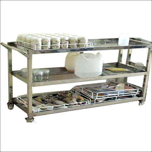 स्टेनलेस स्टील मोबाइल ट्रॉली