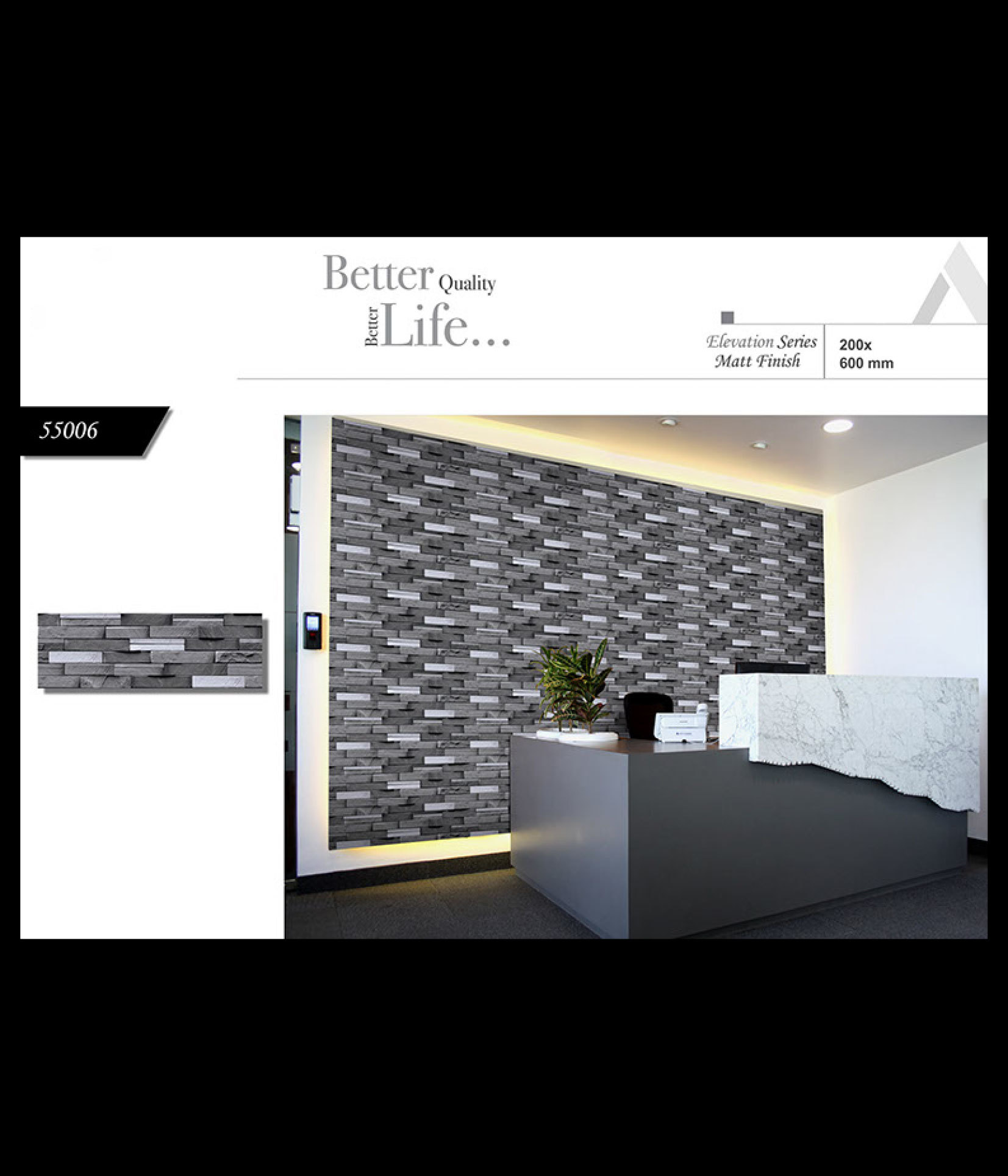 Elevation Matt Series - 12x18 Inches Vitrified Ceramic Wall Tiles | Multi Color, Premium Quality, Water Absorption: No, 6-8mm Thickness