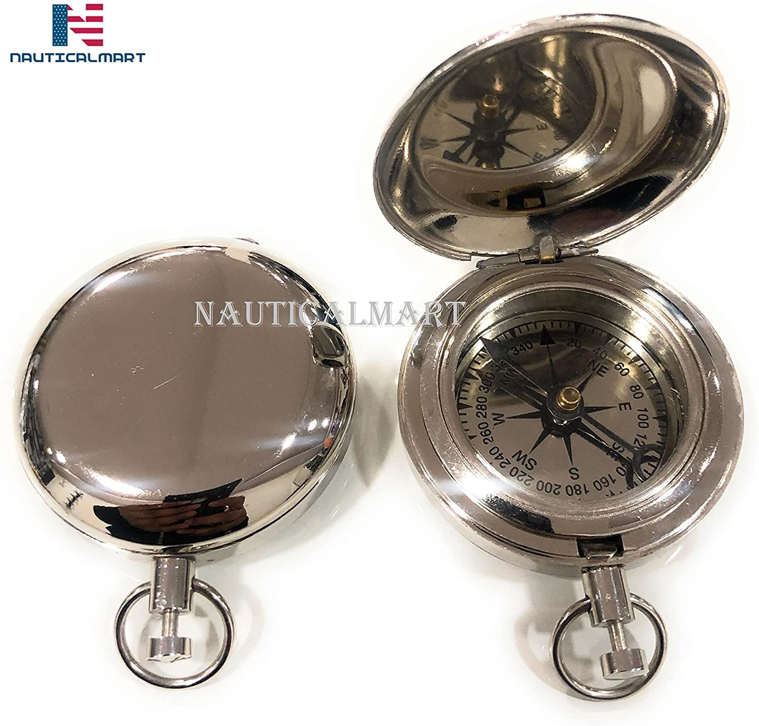 Brass Compass Push Button Nautical Marine Navigation Compass Pocket Compass Outdoor Compass Camping Compass Hiking Compass Hunting Compass Survival Compass Tools