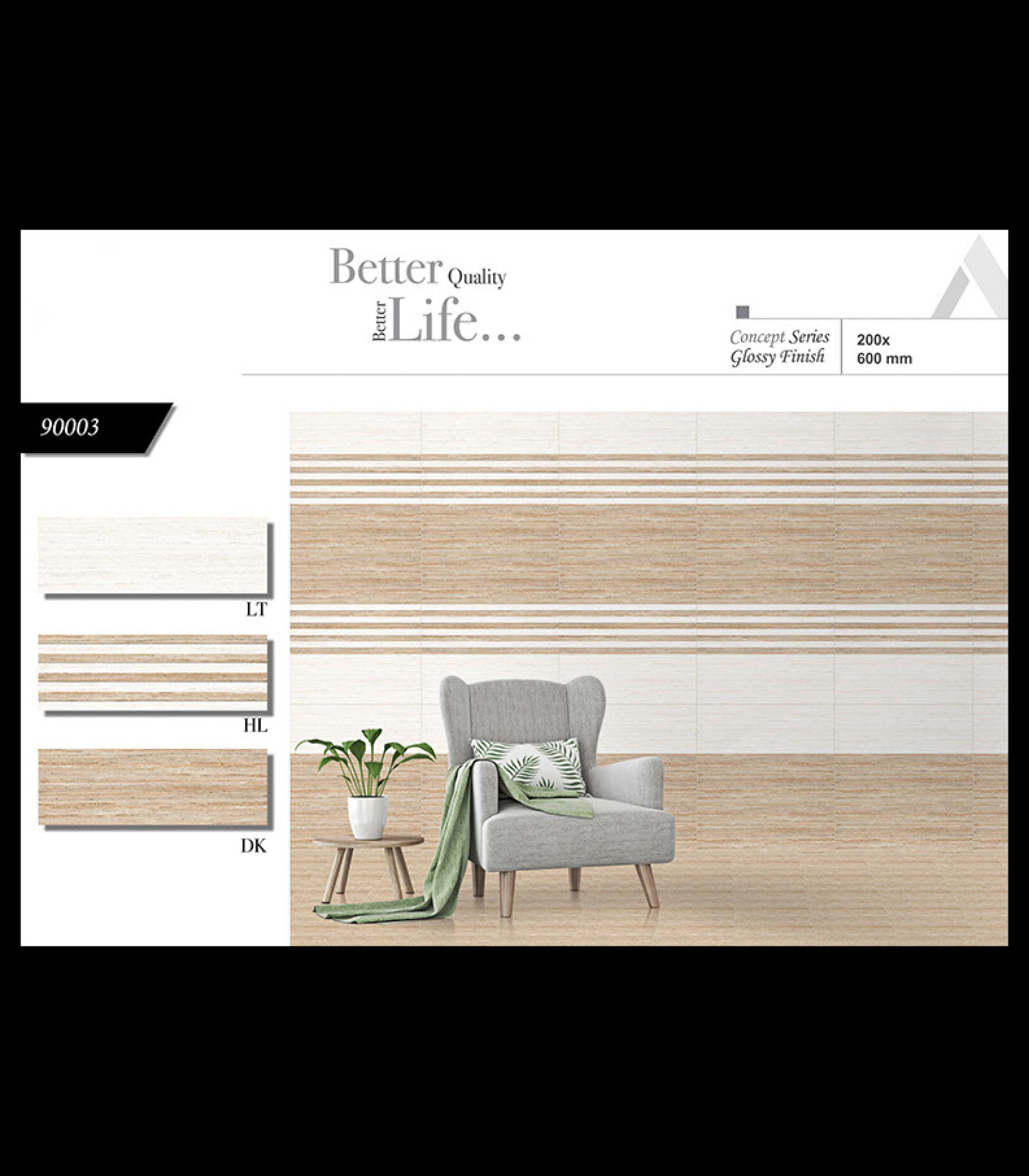 Glossy Concept - Ceramic Wall Tiles 8x24, Multi-color, 12x18 Size, 6-8mm Thickness, Vitrified Technique | Wooden, Rustic, Marble, Satvario, Elevation, Strip Elevation, Traventi Series