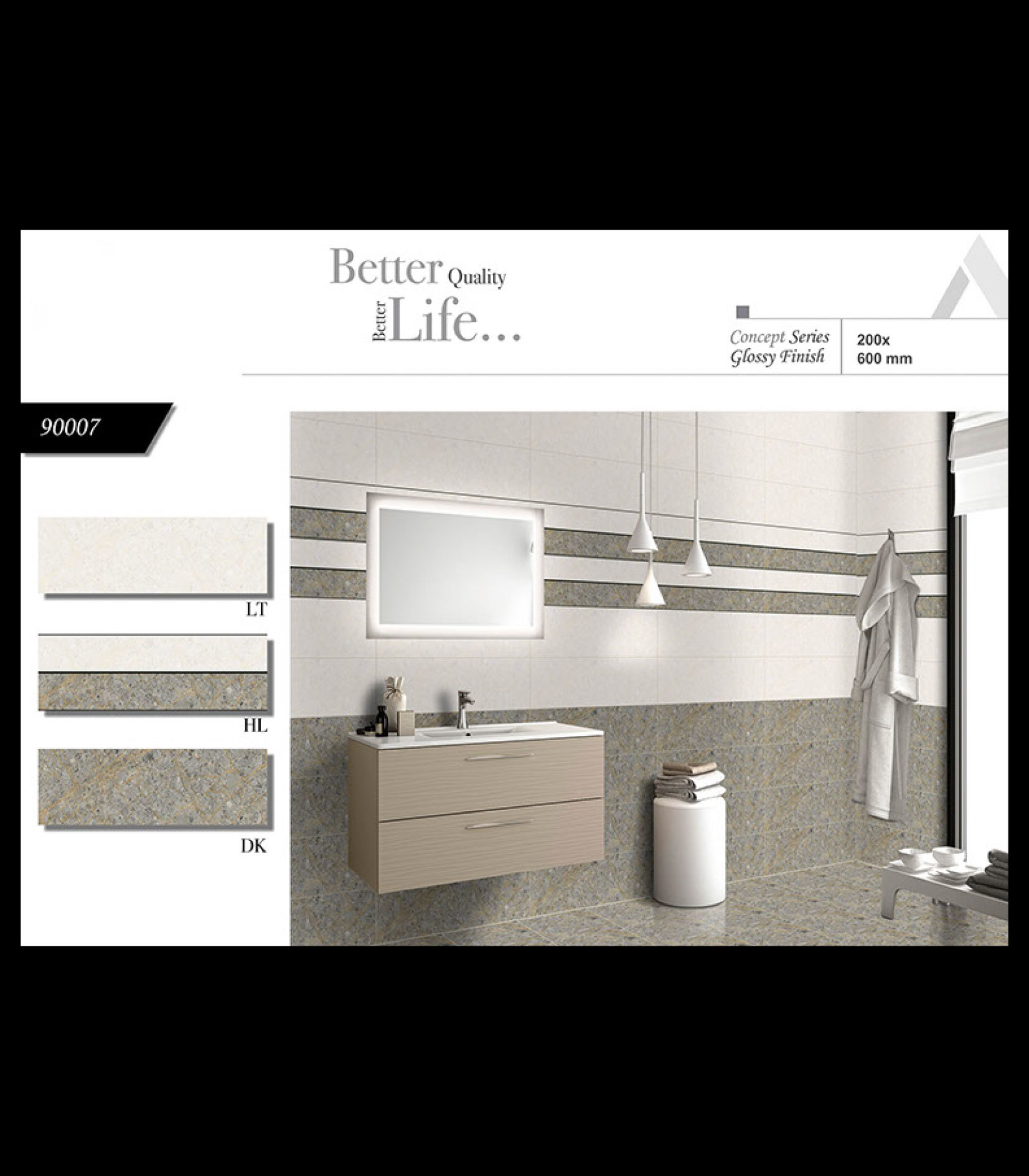 Glossy Concept - Ceramic Wall Tiles 8x24, Multi-color, 12x18 Size, 6-8mm Thickness, Vitrified Technique | Wooden, Rustic, Marble, Satvario, Elevation, Strip Elevation, Traventi Series