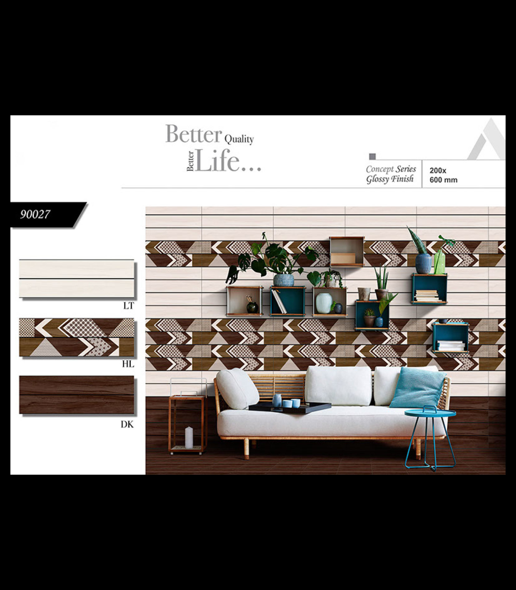 Glossy Concept 1 - Ceramic Wall Tiles 8x24 Inches | Multi Color, Vitrified Technique, 6-8mm Thickness, Available In Wooden, Rustic, Marble, Satvario, Elevation, Strip Elevation & Traventi Series
