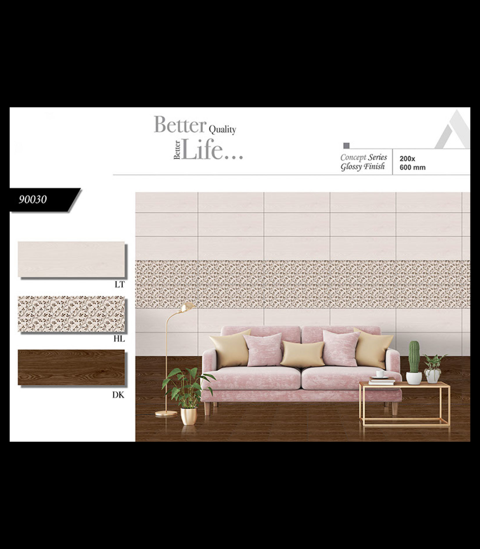 Glossy Concept 1 - Ceramic Wall Tiles 8x24 Inches | Multi Color, Vitrified Technique, 6-8mm Thickness, Available In Wooden, Rustic, Marble, Satvario, Elevation, Strip Elevation & Traventi Series