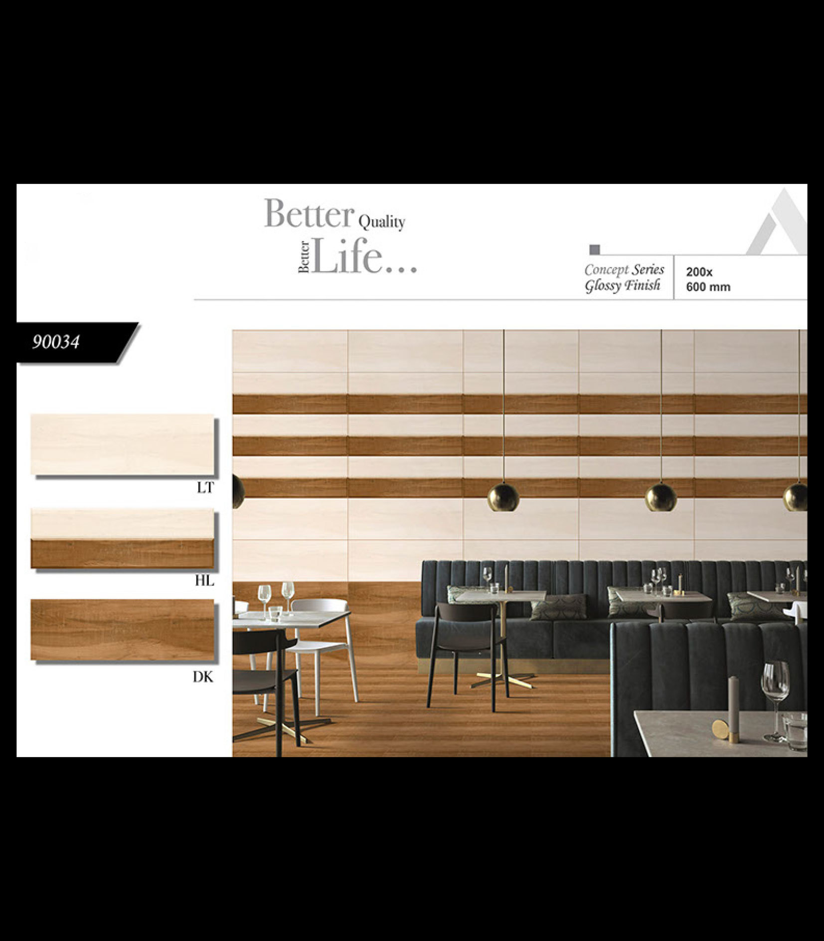 Glossy Concept 1 - Ceramic Wall Tiles 8x24 Inches | Multi Color, Vitrified Technique, 6-8mm Thickness, Available In Wooden, Rustic, Marble, Satvario, Elevation, Strip Elevation & Traventi Series
