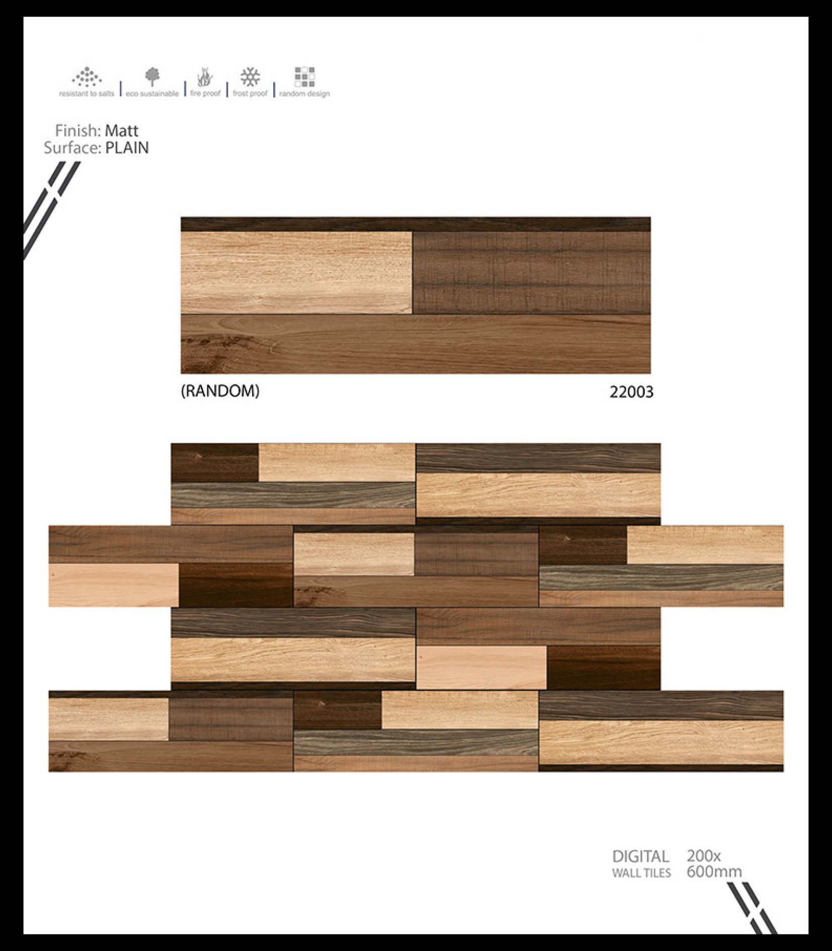 Strip Elevation - 8x24 Ceramic Wall Tiles, Multi Color | Vitrified, No Water Absorption, Rectangle Shape, Thickness 6-8mm