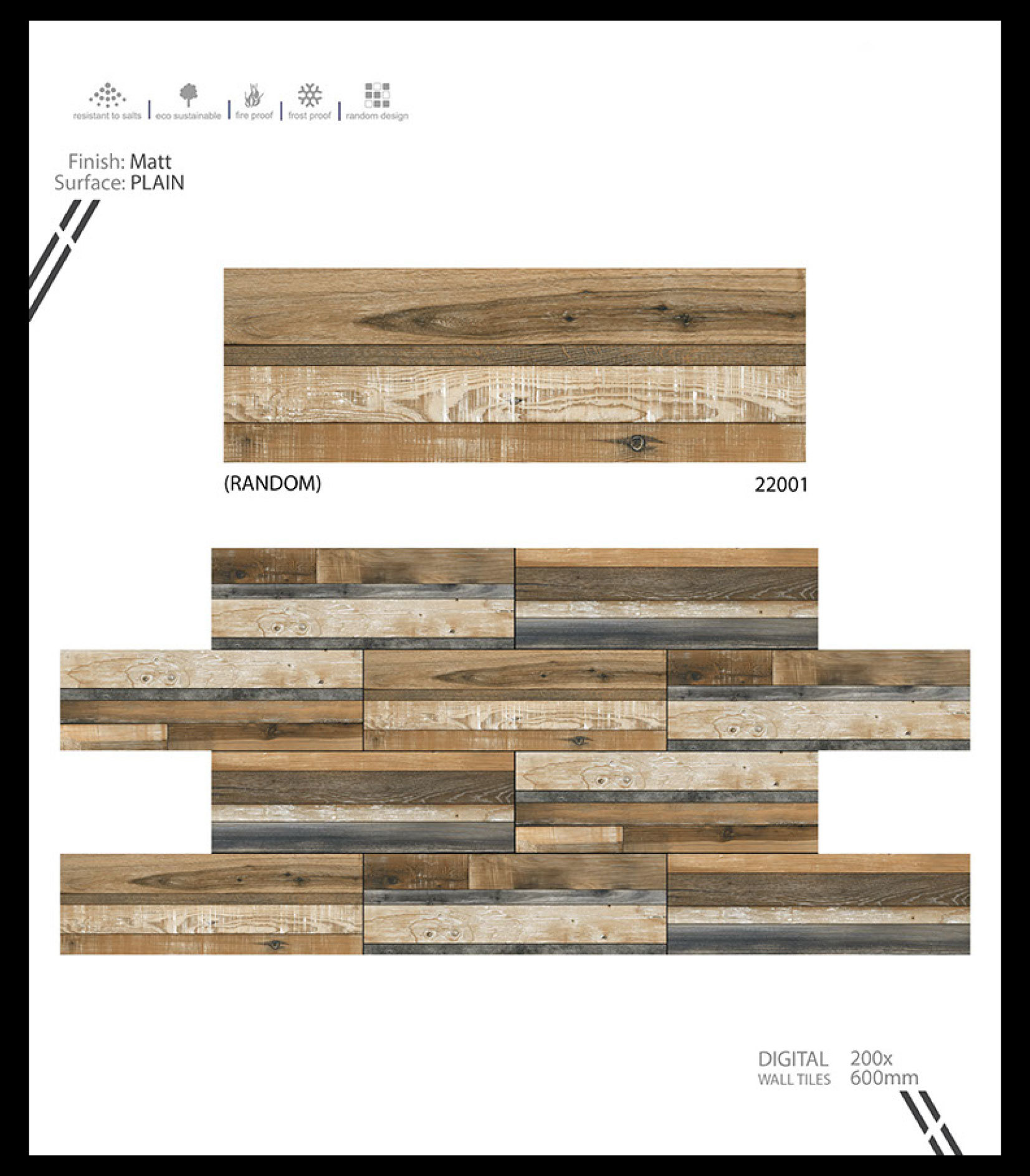 Strip Elevation - 8x24 Ceramic Wall Tiles, Multi Color | Vitrified, No Water Absorption, Rectangle Shape, Thickness 6-8mm