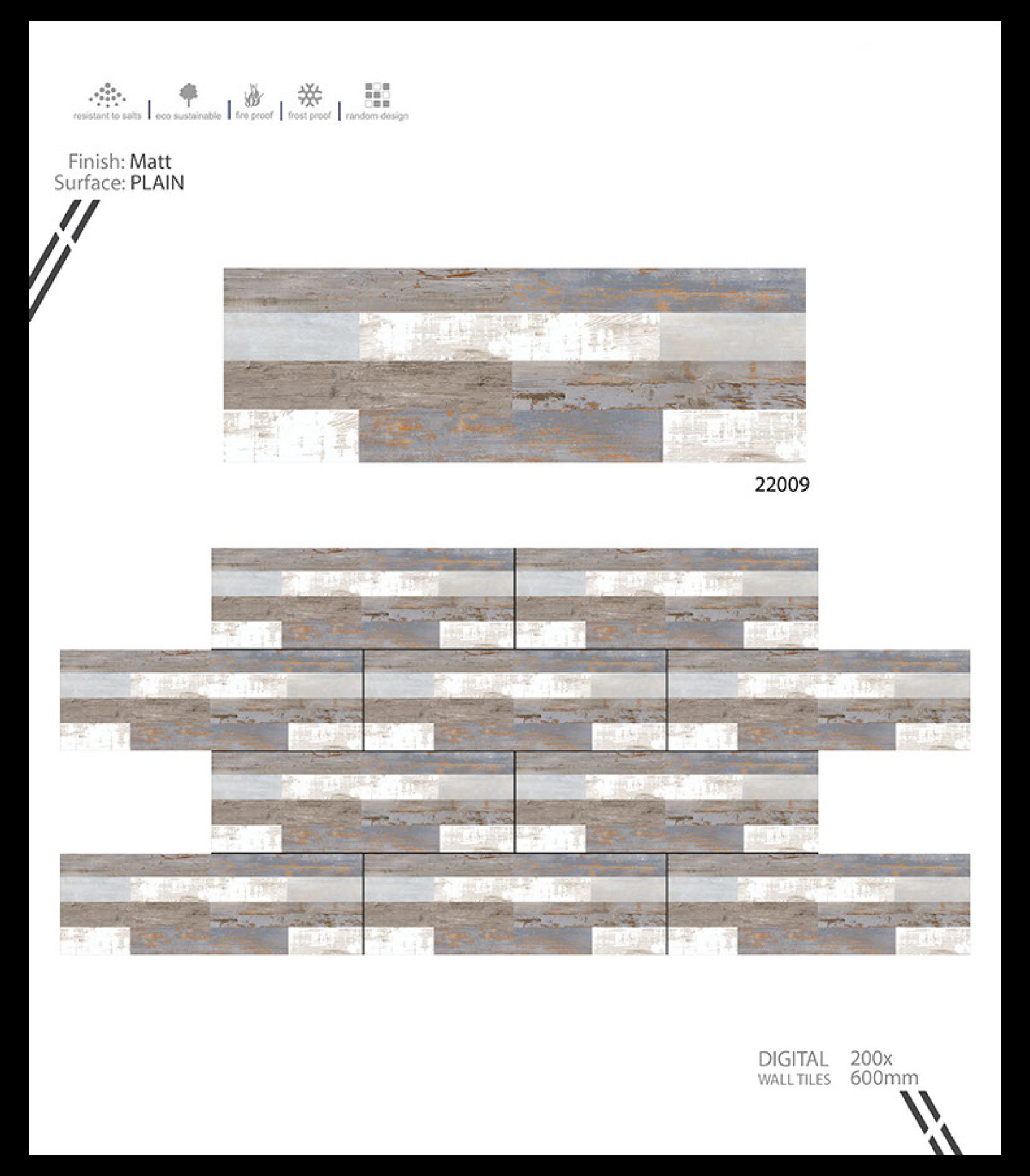 Strip Elevation - 8x24 Ceramic Wall Tiles, Multi Color | Vitrified, No Water Absorption, Rectangle Shape, Thickness 6-8mm