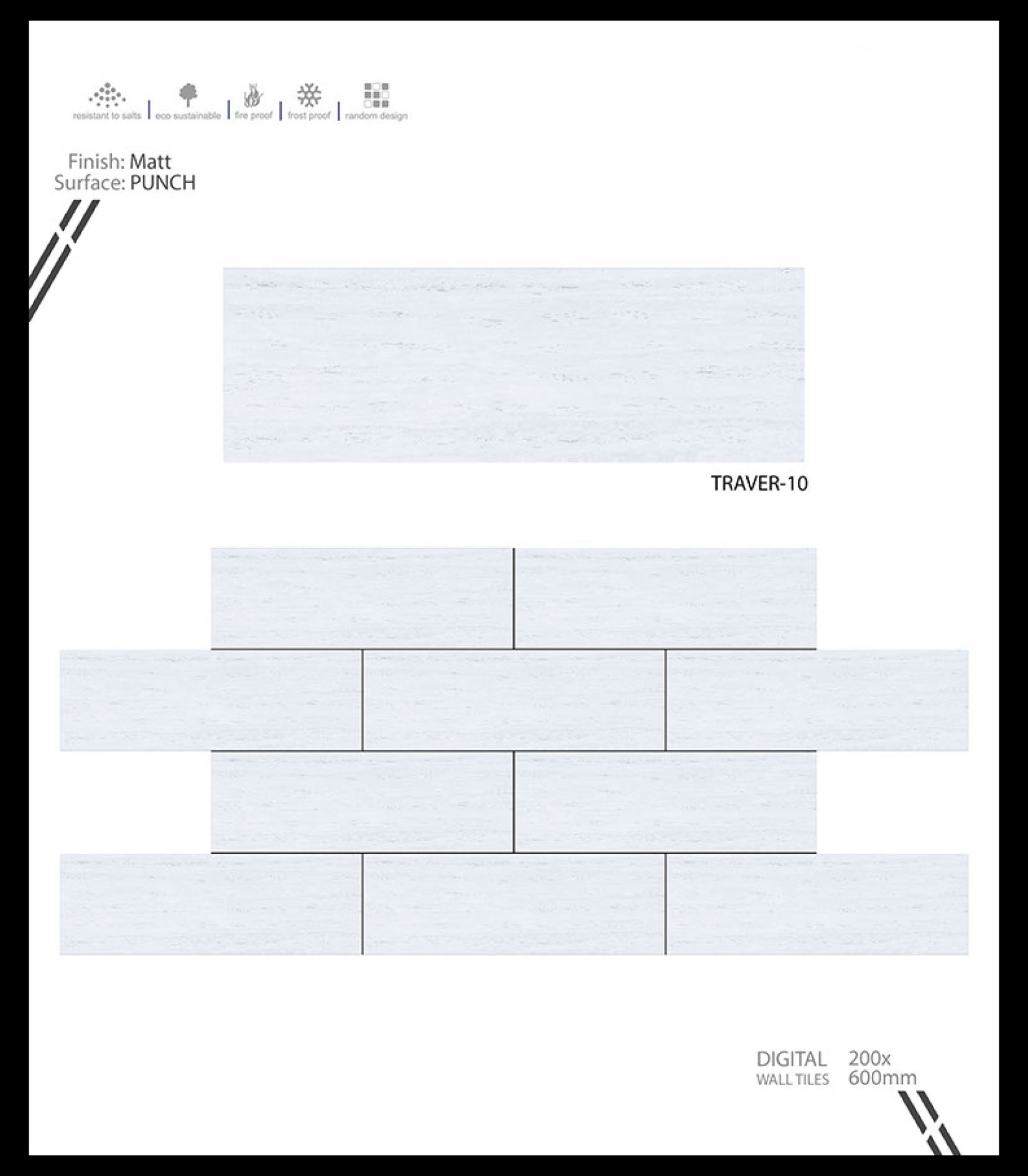 Traventi Series 1 - Ceramic Wall Tiles 8x24 Inches | Multicolor, Vitrified, 6-8mm Thickness, Flatness Rating 8, No Water Absorption