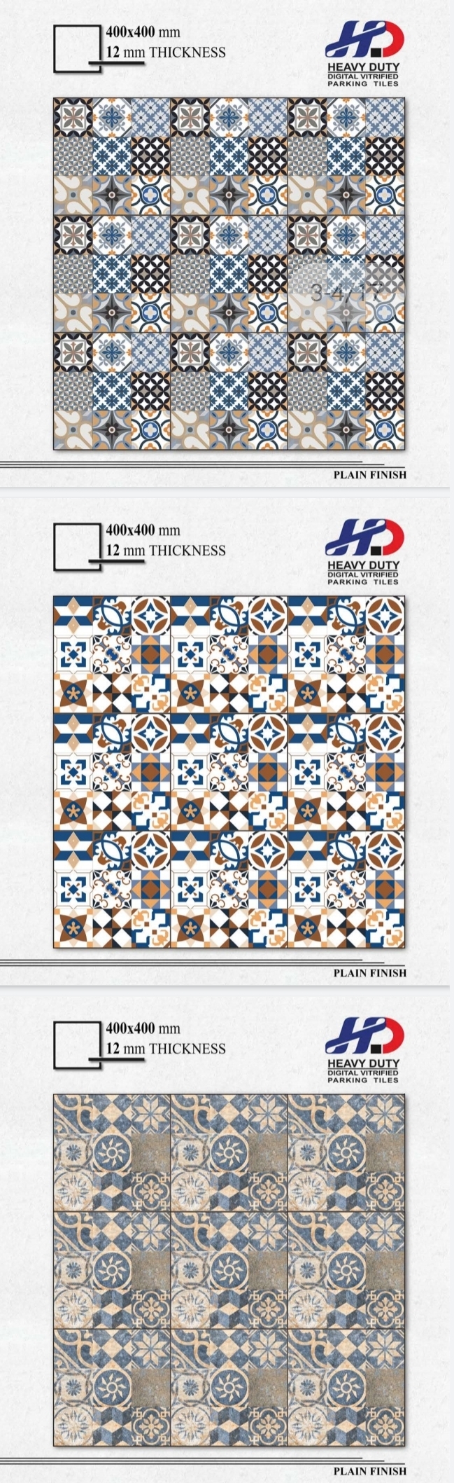 Mixed 400x400mm Vitrified Parking Tiles