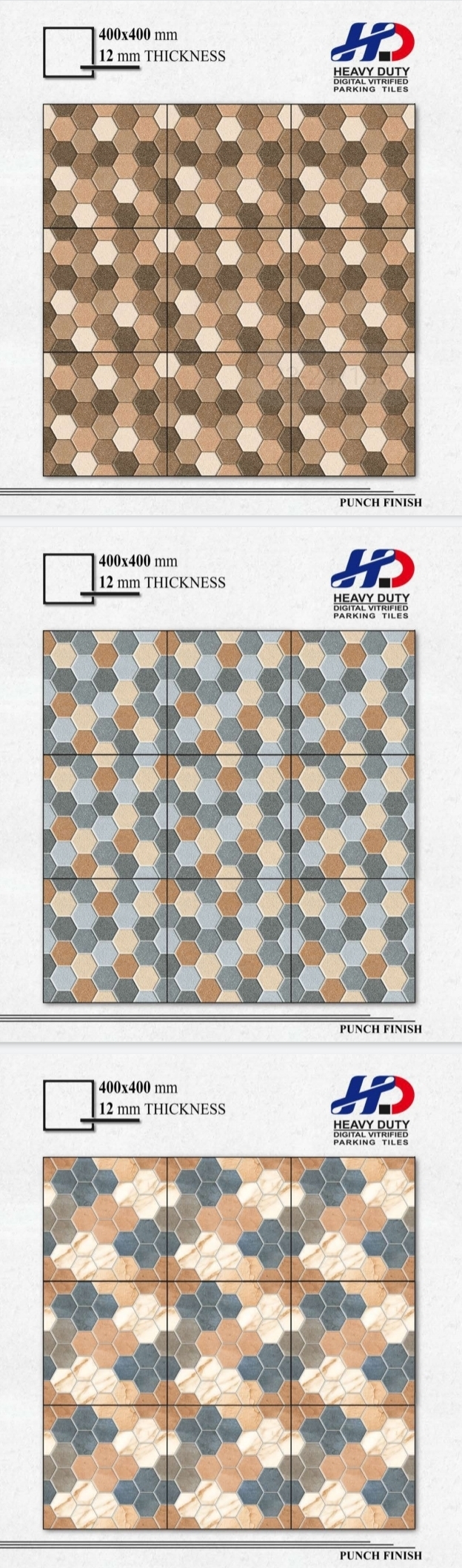 Mixed 400x400mm Vitrified Parking Tiles