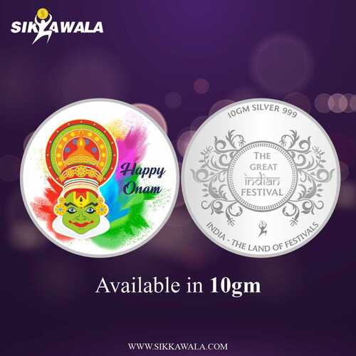 10 Gm Great Indian Festival Onam 999 Silver Color Coin Purity: High