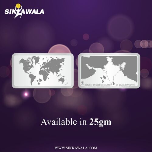 World Map 999 Silver 25 Gm Bar Purity: High