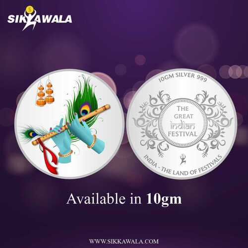 Janmashtami 999 Silver Color Coin 10 Gm Purity: High
