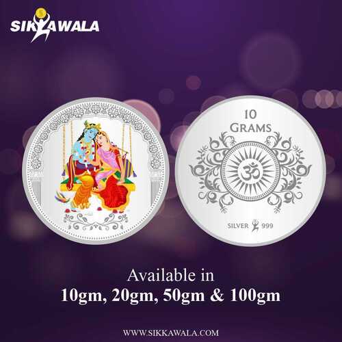 Radha Krishna 999 Silver Color Coin 10 Gm Purity: High